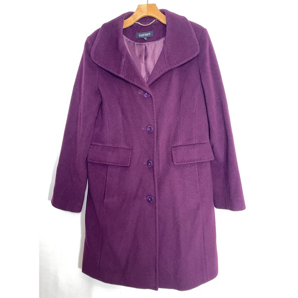 Ellen Tracy Wool Blend Coat in Plum - Women's Size 10‎ - Vibrant!